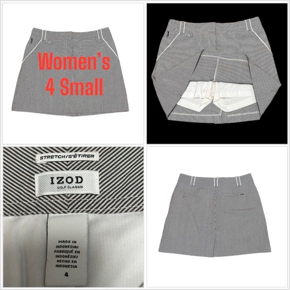 Izod Pants - Women’s IZOD 4 Small Skort Attached Short Skirt Pin Stripe Golf Stretch Classic